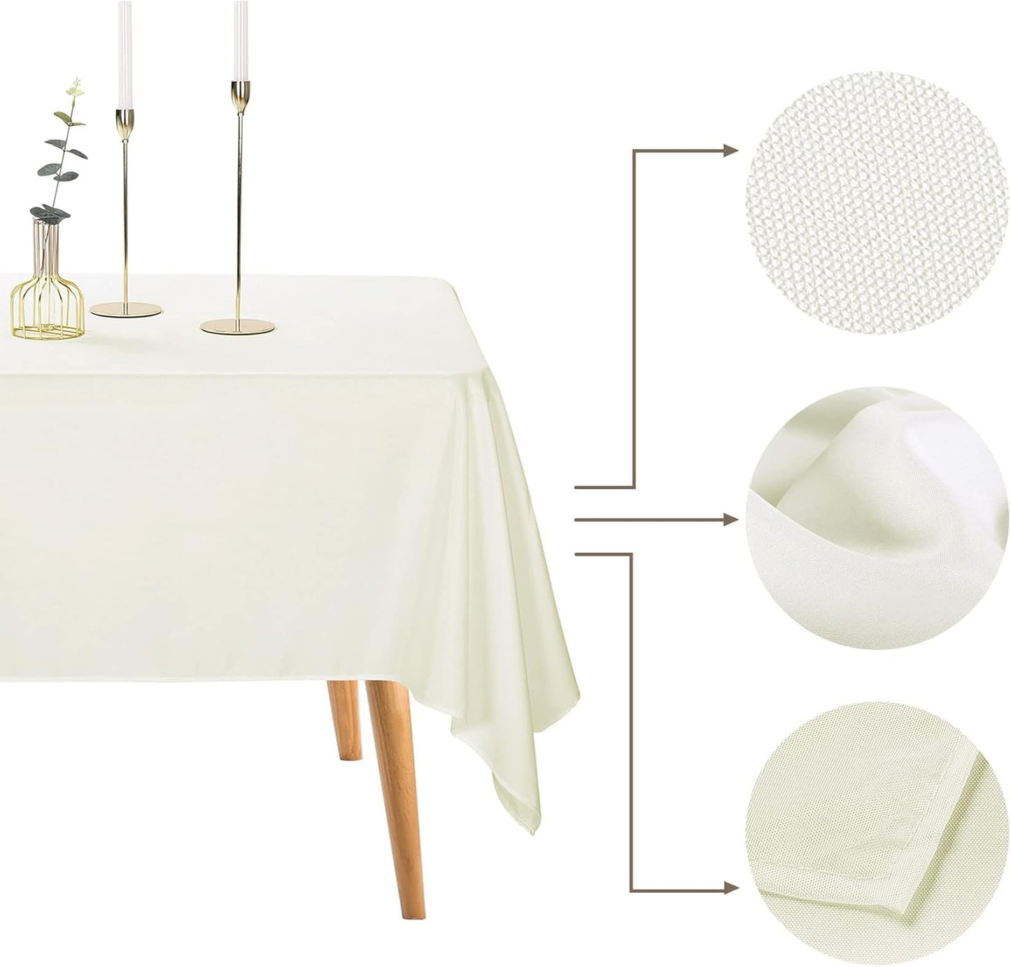 Ascoza 2pack 70x70 Inch Ivory Square in Polyester Fabric Tablecloth for Wedding,Banquet,Restaurant and Parties