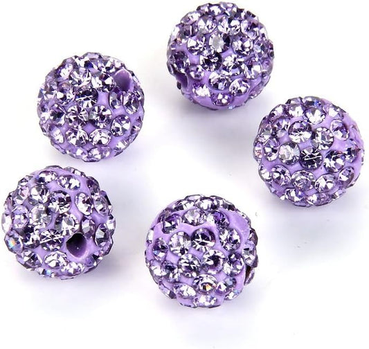 25pcs Adabele Grade A Suncatcher Crystal Rhinestone Pave Loose Beads 12mm Violet Purple Polymer Clay Disco Ball Spacers Compatible with Shamballa All Craft Jewelry Making DB12-4