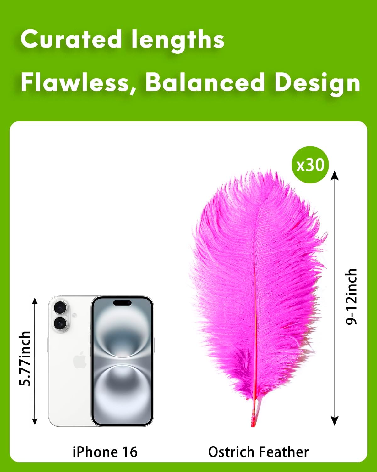 NEWONG 30pcs Hot Pink Ostrich Feathers Natural Bulk 9-12inch(23-30cm) Vase Craft Wedding Home Party Centerpieces Christmas Day Decoration