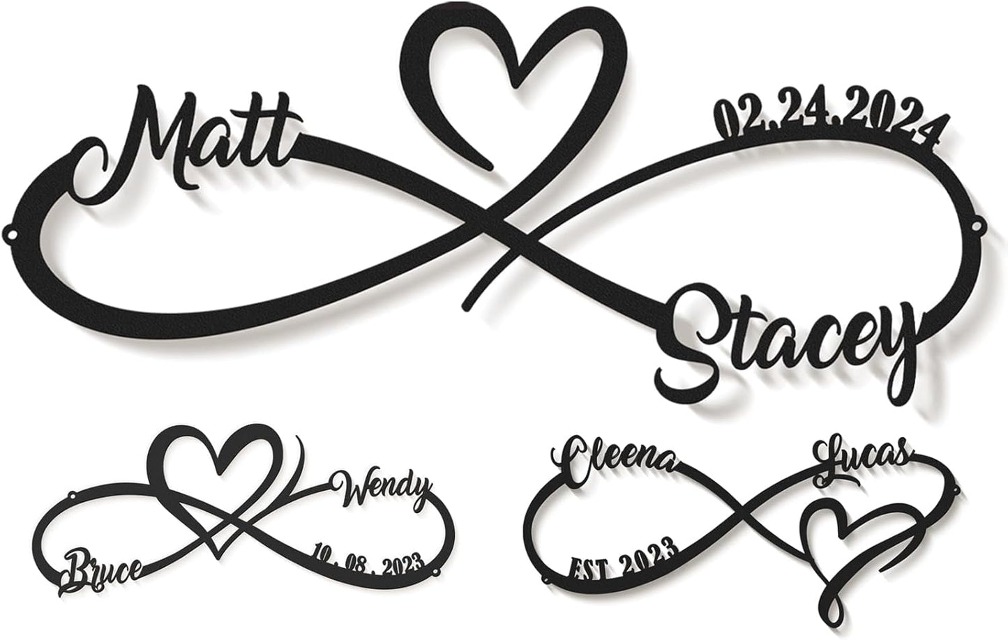 Personalized Anniversary Wedding Gifts for Couples 2025, Customized Metal Infinity Signs with Names & Date, Love Heart Unique Wall Art for Newlyweds Valentines