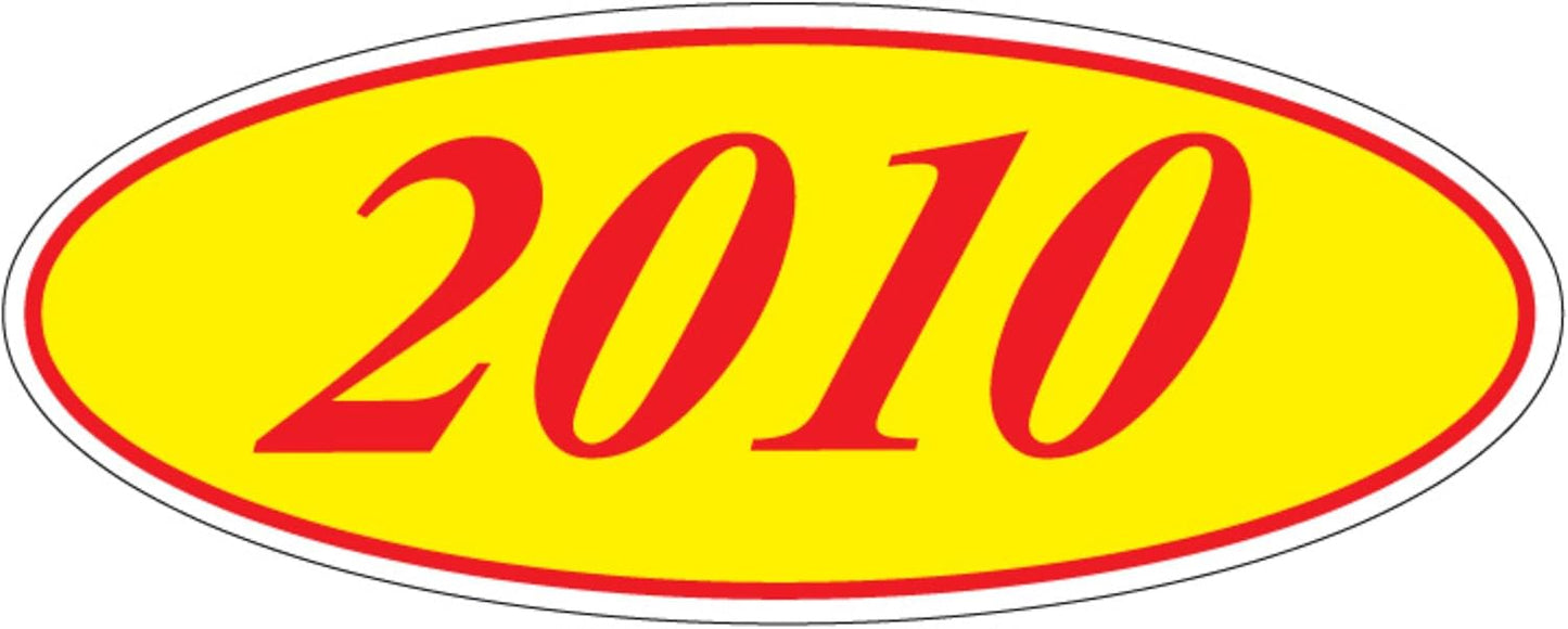 EZ-Line Oval Model Windshield Year Stickers for Car Windows Red and Yellow Large Vinyl Dealership Supplies 1 Dozen Pro Pack (2010)