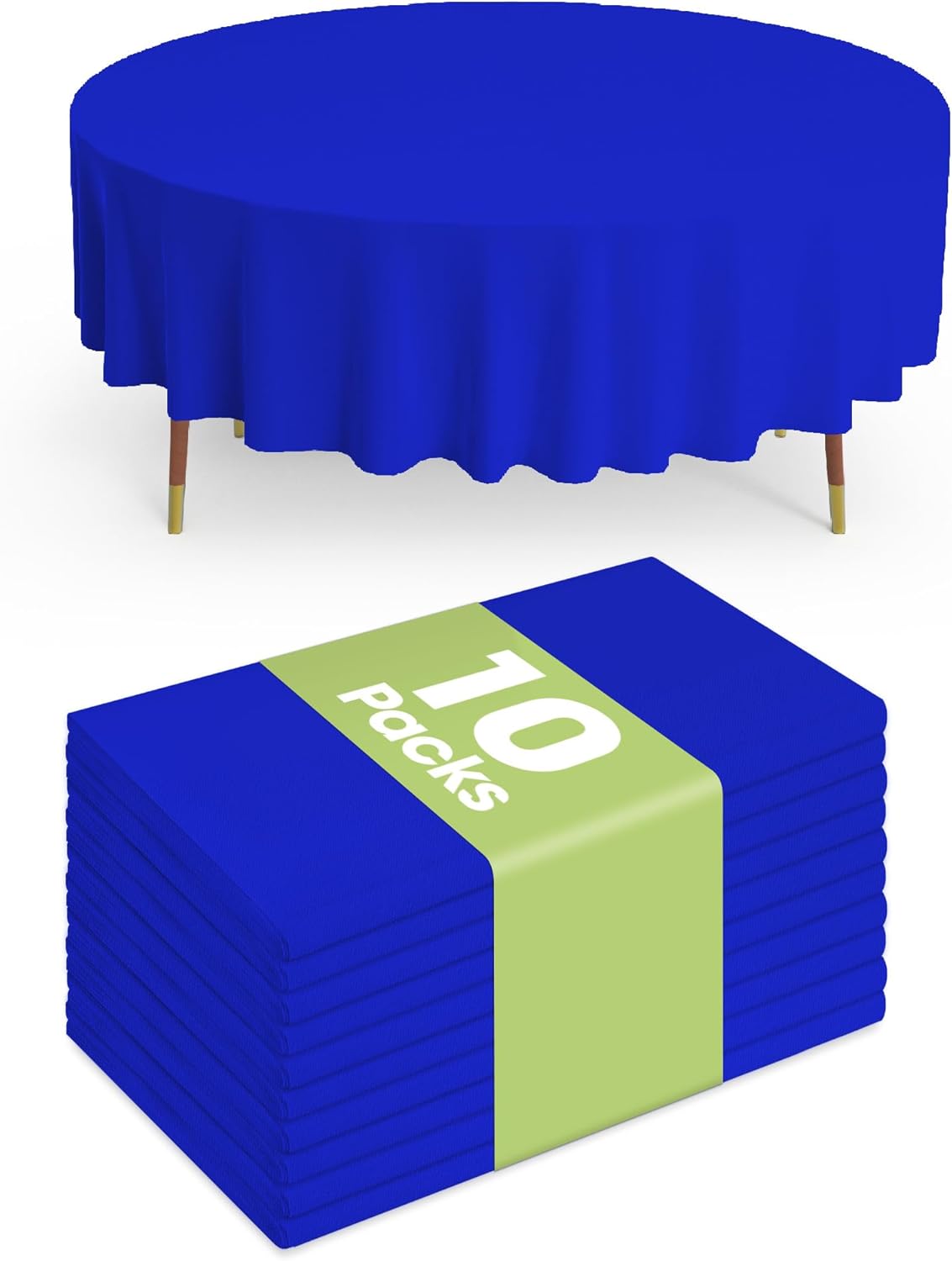 Pureegg Plastic Table Cloth Disposable 10 Pack, 84'' Round Table Cloths, Graduation, Patriotic Decorations, Thanksgiving, Veterans Day Tablecloths, Round, Plastic Cover, Leakproof & Sturdy, Royal Blue