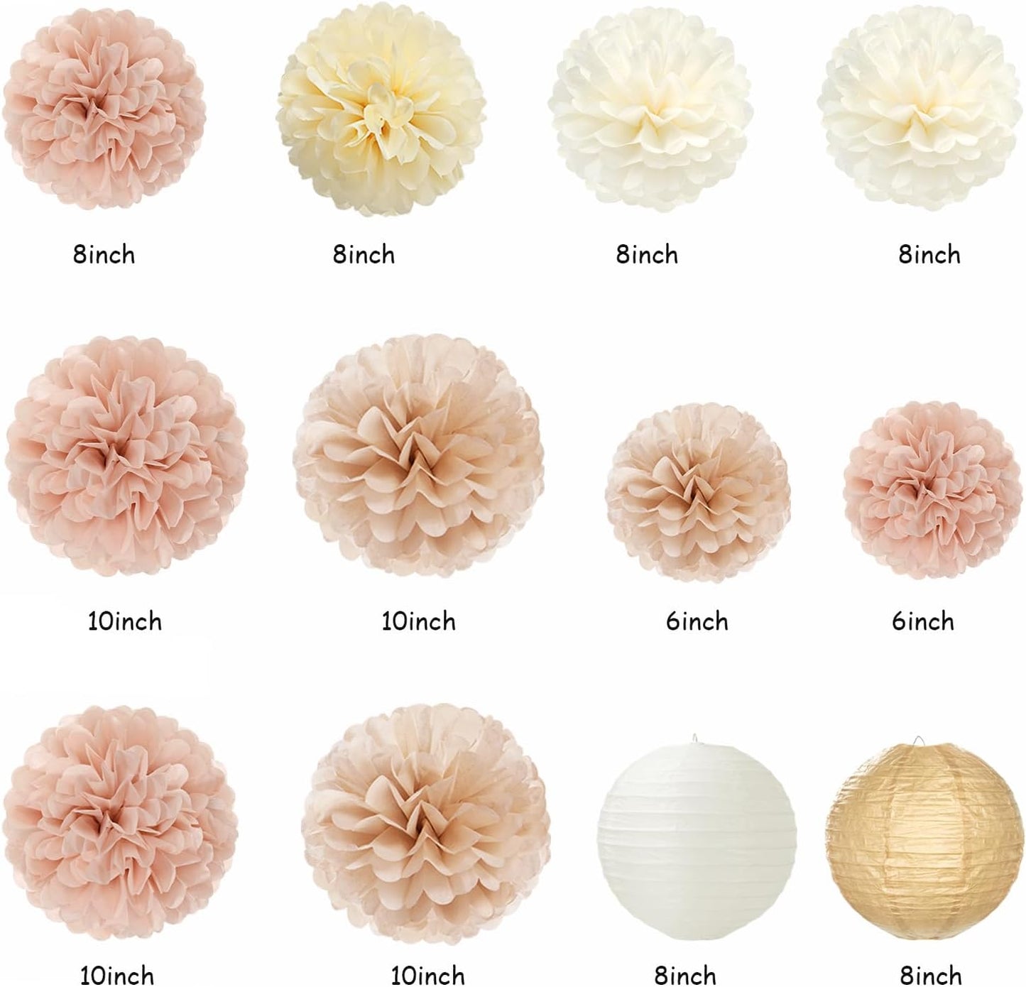 Champagne-Gold Beige 16 Happy Birthday Party-Decorations - 22pcs 21st Women Girls Paper Lanterns Streamers Banner Pom Poms,Fall Boho Aesthetic Bohemian Rose Groovy Decor Backdrop Supplies Hugmoon