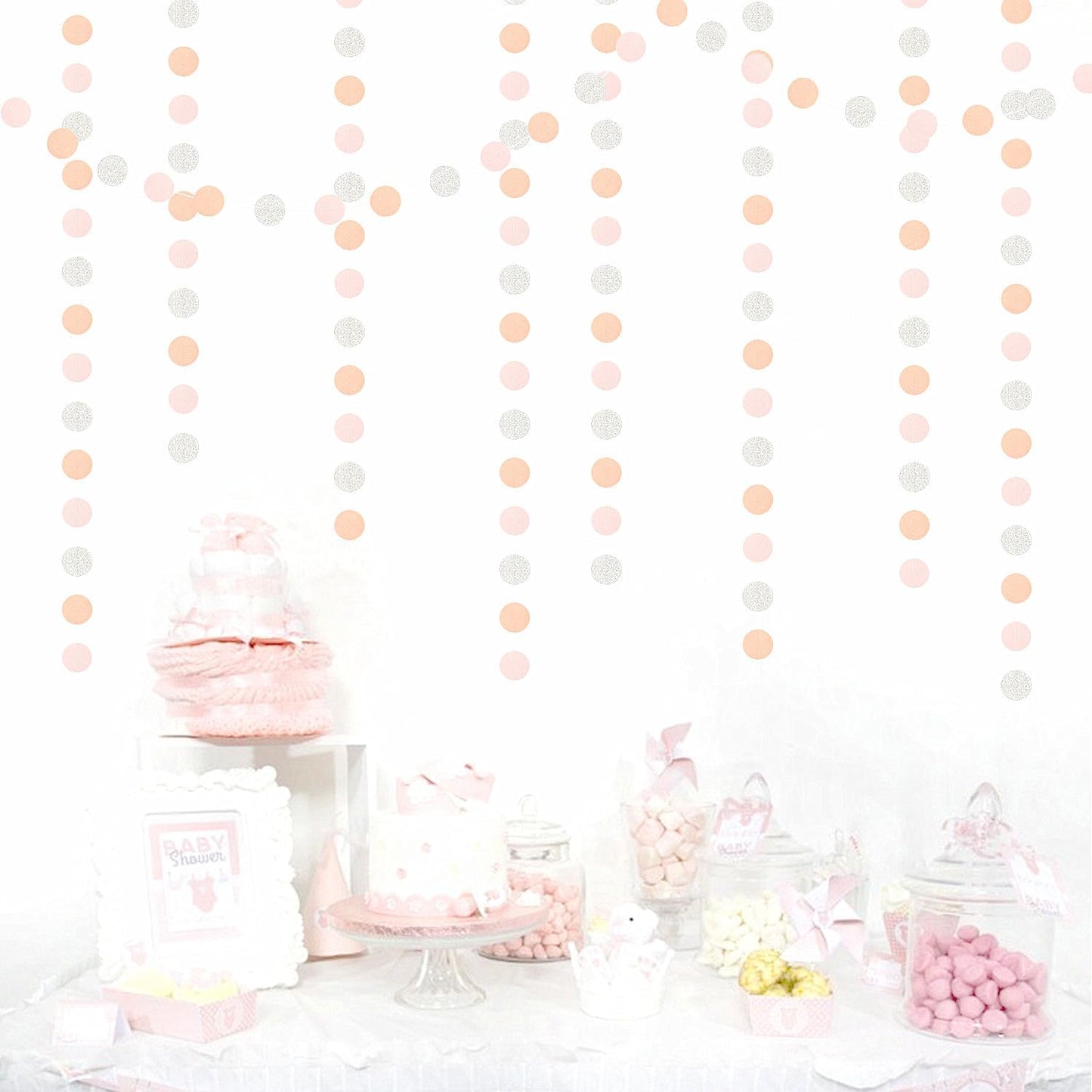 Pink-Silver Peach Birthday Party-Decorations Streamers - 52FT Hanging Paper Garland Banner,Baby Bridal Shower Engagement Anniversary Bachelorette Wedding Graduation Backdrop Decor Hugtmr