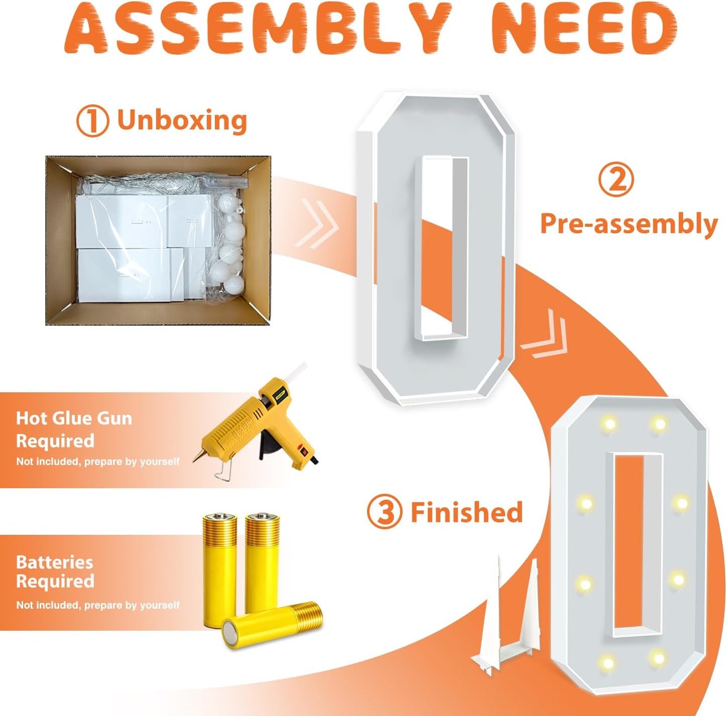 3FT Marquee Light Up Letters, Warm White Light Up Letters O, Large Marquee Letter for Party Decorations, Mosaic Light Up Signs, One Sign for First Birthday Wedding Holiday Decor