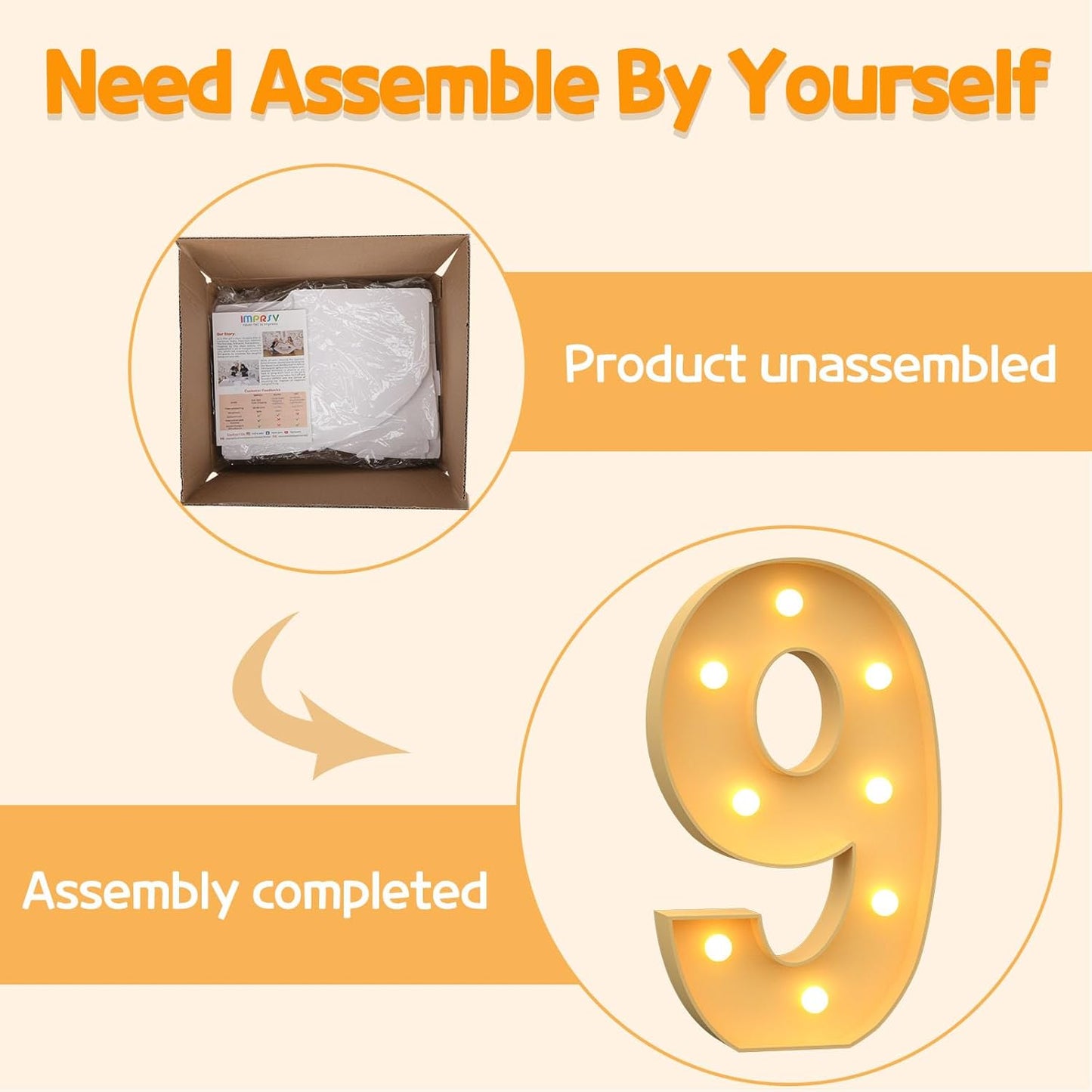 Marquee Numbers 3 Feet Tall Large Light Up Numbers 9th 90th On Cloud 9 Birthday Decorations Girl Boy Big Yellow Light Outdoor Anniversary Decorations Balloon Arch Kit Party Backdrop 9