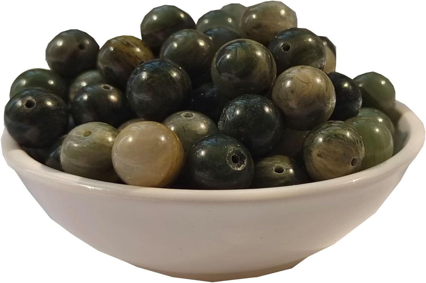 Stone Beads 10mm 60pcs Green Grass Jade Beads Round Loose Gemstones Beads for Bracelet Necklace Jewelry Making (10mm, 61013 Green Grass Jade)