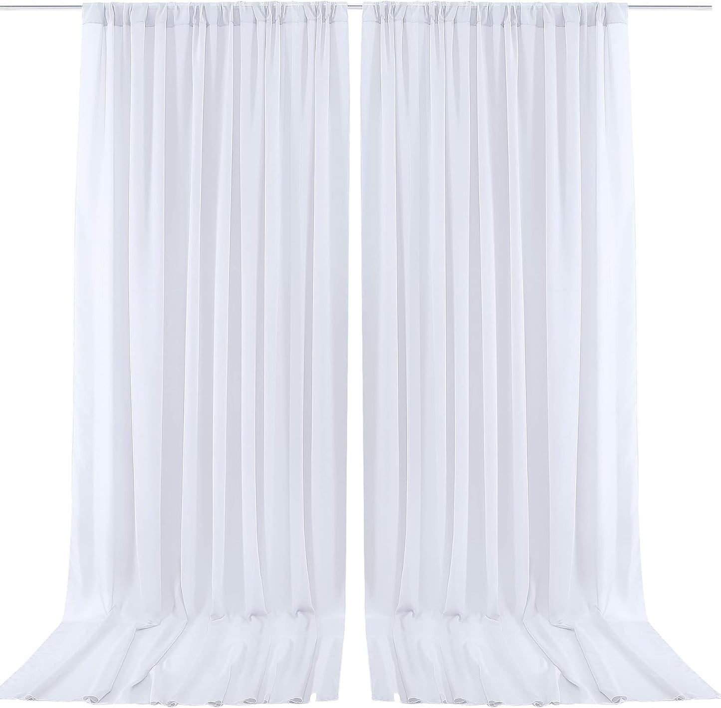 PARTISKY 10x10ft White Chiffon Sheer Backdrop Curtains (2 Panels 5x10ft Each) -Wrinkle-Free Drapes for Wedding, Birthday Party & Photography Stage Decor