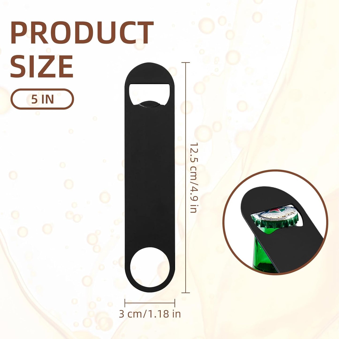 100 Pack Flat Beer Bottle Opener 5 inch Stainless Steel Flat Bottle Opener Black Beer Bottle Openers for Bartender Kitchen Bar Restaurant (5 Inch)