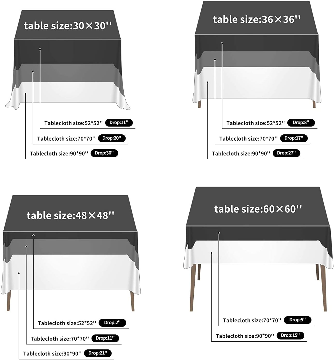 Fokitut 2 Pack Waterproof Square Tablecloth, 70x70 Inch, Stain Resistant and Wrinkle Polyester Table Cloth, Fabric Table Cover for Kitchen Dining, Wedding, Party, Holiday Dinner-Emerald