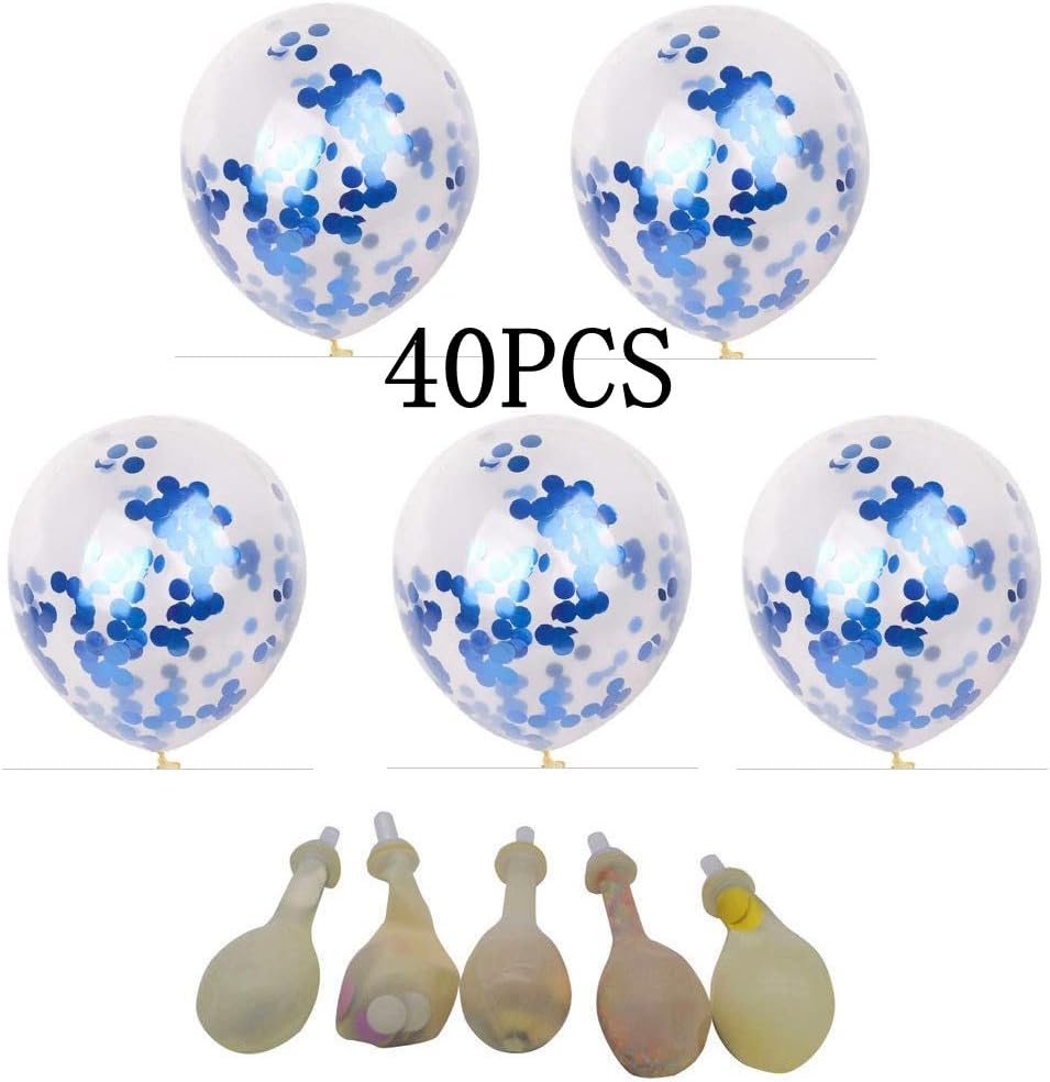 Blue Confetti Balloons 40 pack, 12 inch Transparent Party Balloons with Confetti for Graduation Party Wedding Baby Shower Birthday Carnival Party Decoration Supplies…