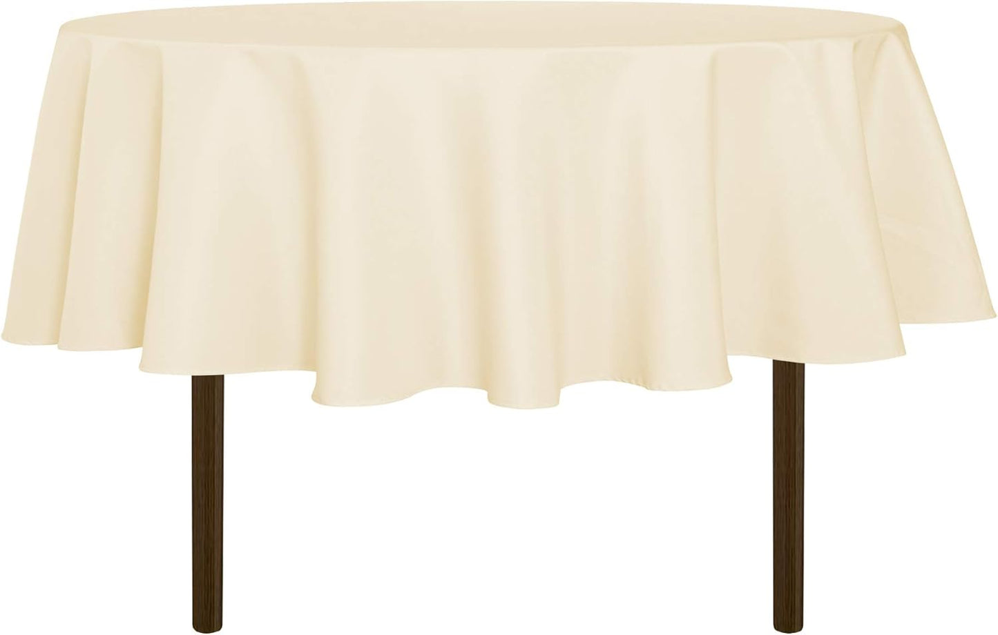 sancua 70 Inch Round Tablecloth (Fits 24-58 Inch Tables), Water Resistant Spill Proof Washable Polyester Table Cloth Decorative Fabric Table Cover for Dining, Buffet Parties and Camping, Beige