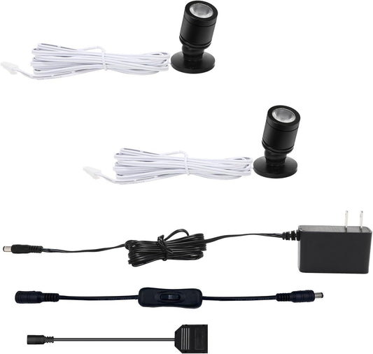 Taysing LED Spot Light Indoor Little Mini Spotlight Accent Lights for Display, Paintings, Pictures, Plants, Jewelry, Shelves, Cabinets, Posters, Showcase(Soft White-2 Pack Push Switch)