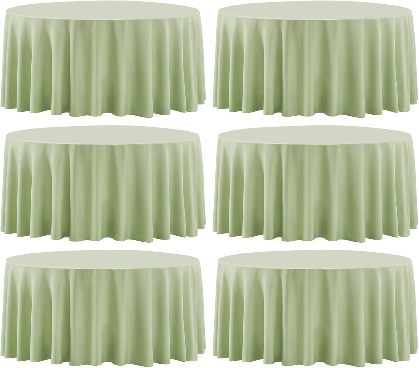 Round Tablecloth 6 Pack 90 Inch Sage Green Tablecloths Washable Decorative Linen Polyester Table Clothes Cover for Dining Table Banquets Buffet Parties and Wedding