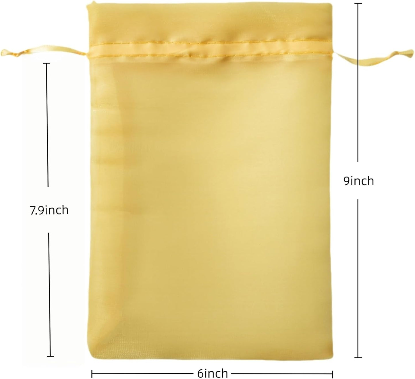 QIANF 20 Pcs Gold Small Organza Bags 6X9 inch for Wedding Favors with Drawstring, Mini Mesh Gift Bags Jewelry Pouch for Candy Bridal Shower Party Favor Baby Shower Christmas