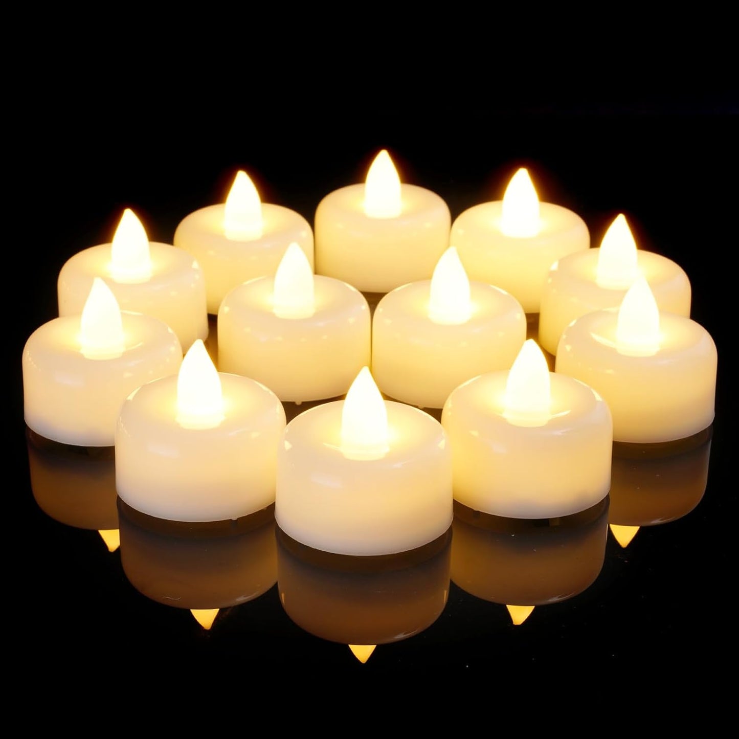 Amagic 24Pack Flameless LED Tea Lights Candles Battery Operated, Electric Fake Tealight Candles for Votive, Halloween, Christmas, Home Decor, Wedding, Table Decor (24Pack)