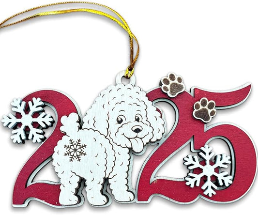 Poodle Christmas Ornament – Wooden Poodle Dog Ornament for Tree, Cute Puppy Holiday Decoration, Personalized Pet Keepsake Gift for Women, Men, Kids, Dog Mom & Dad