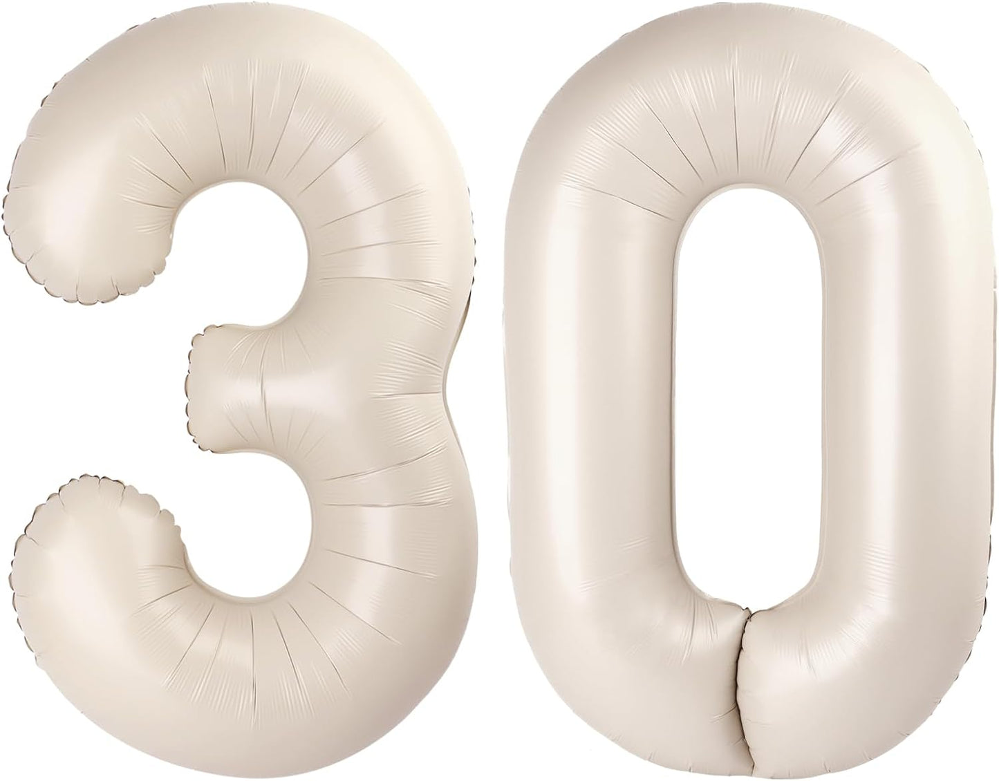 Cream White 40 Inch 30 Number Balloons, Balloon Decorations for 30 Birthday, Foil Giant 30 Birthday Graduations Anniversary Party