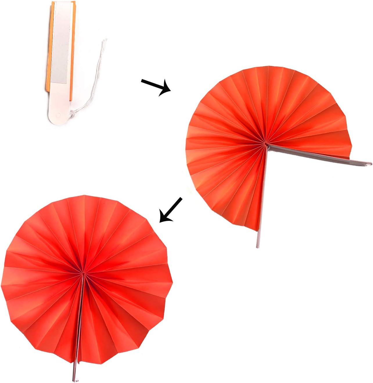 Hanging Paper Fan Set, Tissue Paper Pom Poms Flower Fan and Honeycomb Balls for Birthday Baby Shower Wedding Festival Decorations - Red