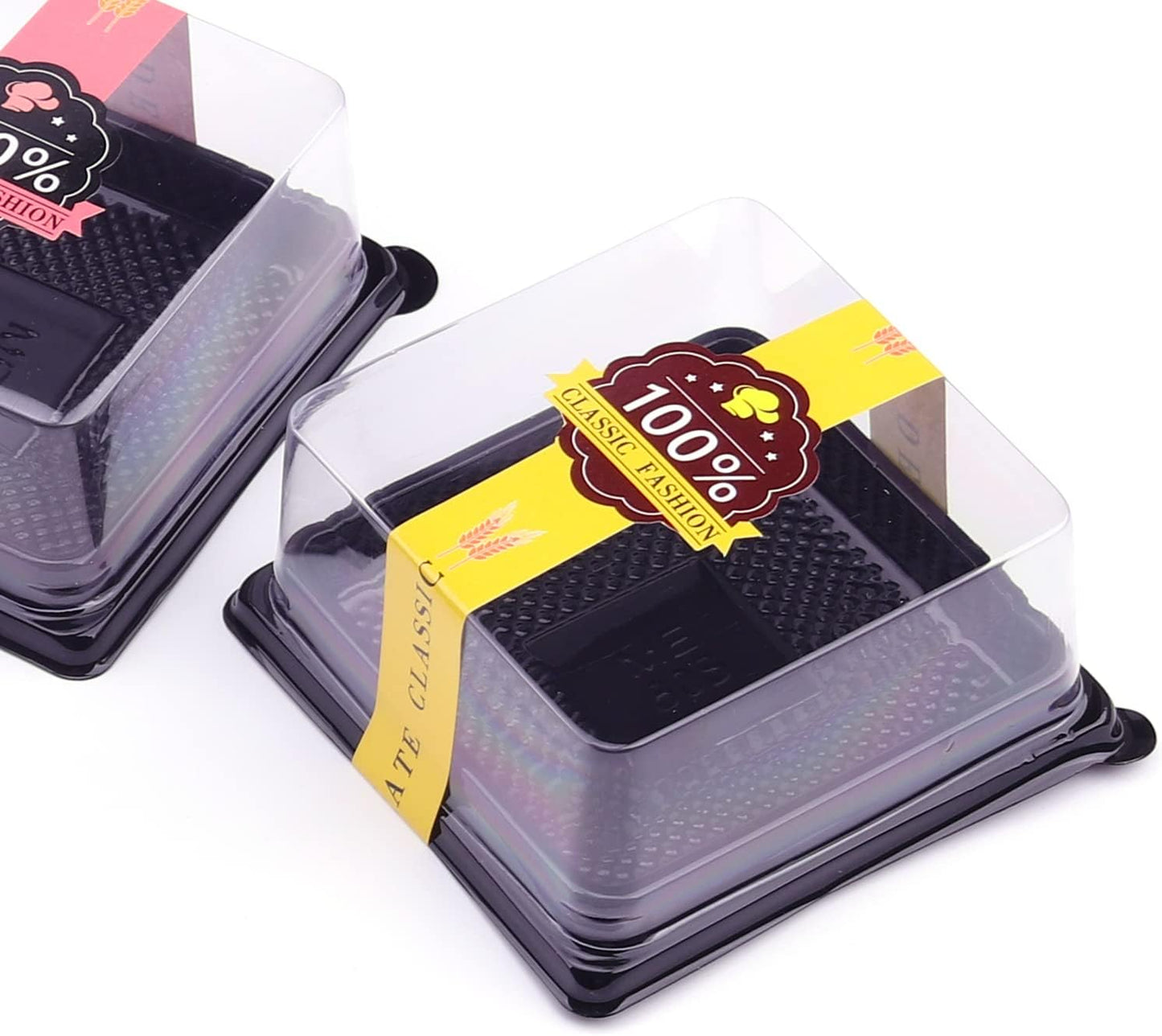 50 Pcs 3.5 Inch Mini Cake Containers - Clear Plastic Cupcake & Muffin Dessert Holders - Mooncake & Cookie Boxes - Wedding & Birthday Gift Box Set With 50 Pcs Stickers