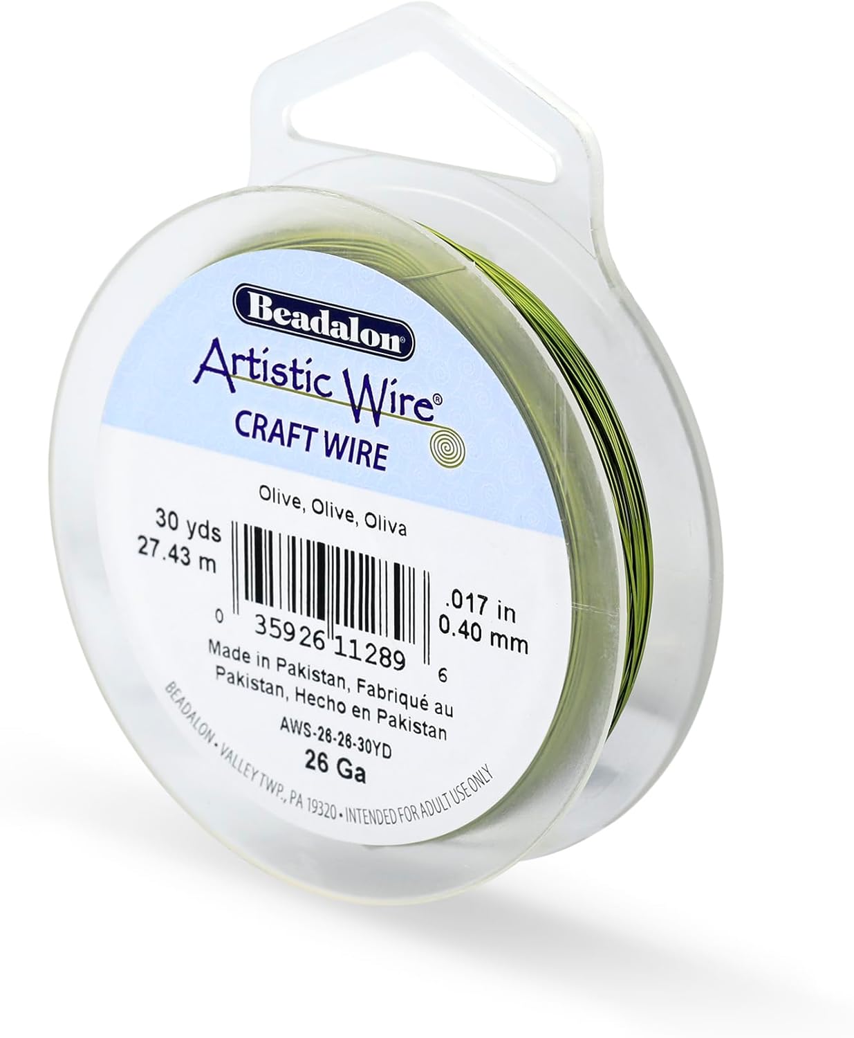 Artistic Wire, 26 Gauge Tarnish Resistant Colored Copper Craft Wire, Olive, 30 yd