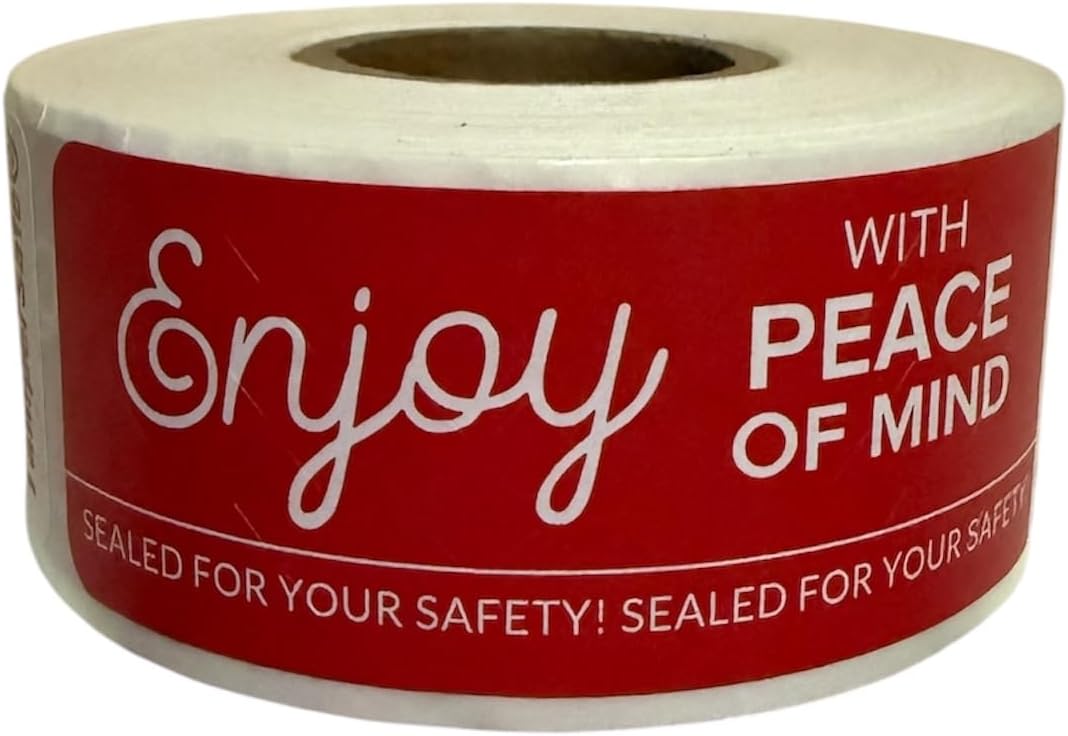 Angel's Peel Lounge Tamper Proof Stickers Roll — Tamper Evident Stickers for Takeout Containers, Drink Lids, Delivery Bags, Writable Self Adhesive Seal Tape Labels for Security - 1x3in 250-COUNTS, RED