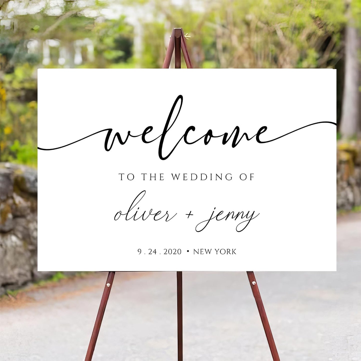 Generic Personalized Wedding Welcome Sign, Modern Minimalist, 18x27 inches, Plastic, Wedding Guestbook