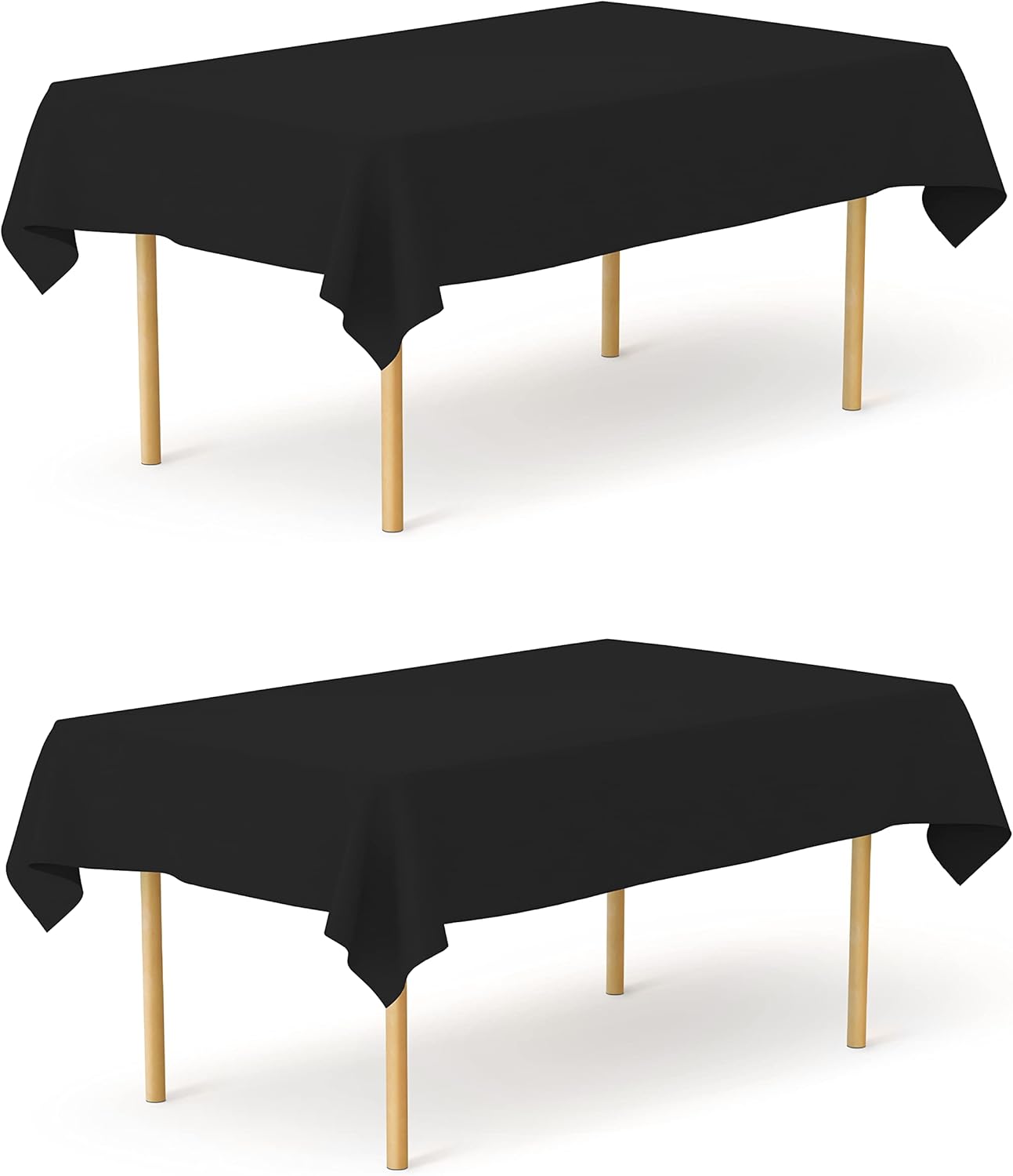 Pomp Black 60" x 126" Poplin Polyester Tablecloth (2 Pack) | Wrinkle + Stain Resistant Easy Care Premium Fabric | Fits 8FT Rectangle Table