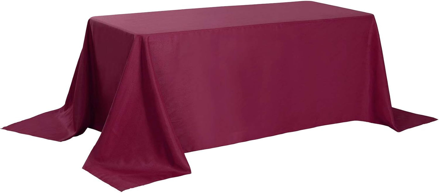 Rectangle Tablecloth 90x132 inch Washable Polyester Fabric Table Cloth for Wedding Party Dining Banquet Decoration（90x132, Burgundy）