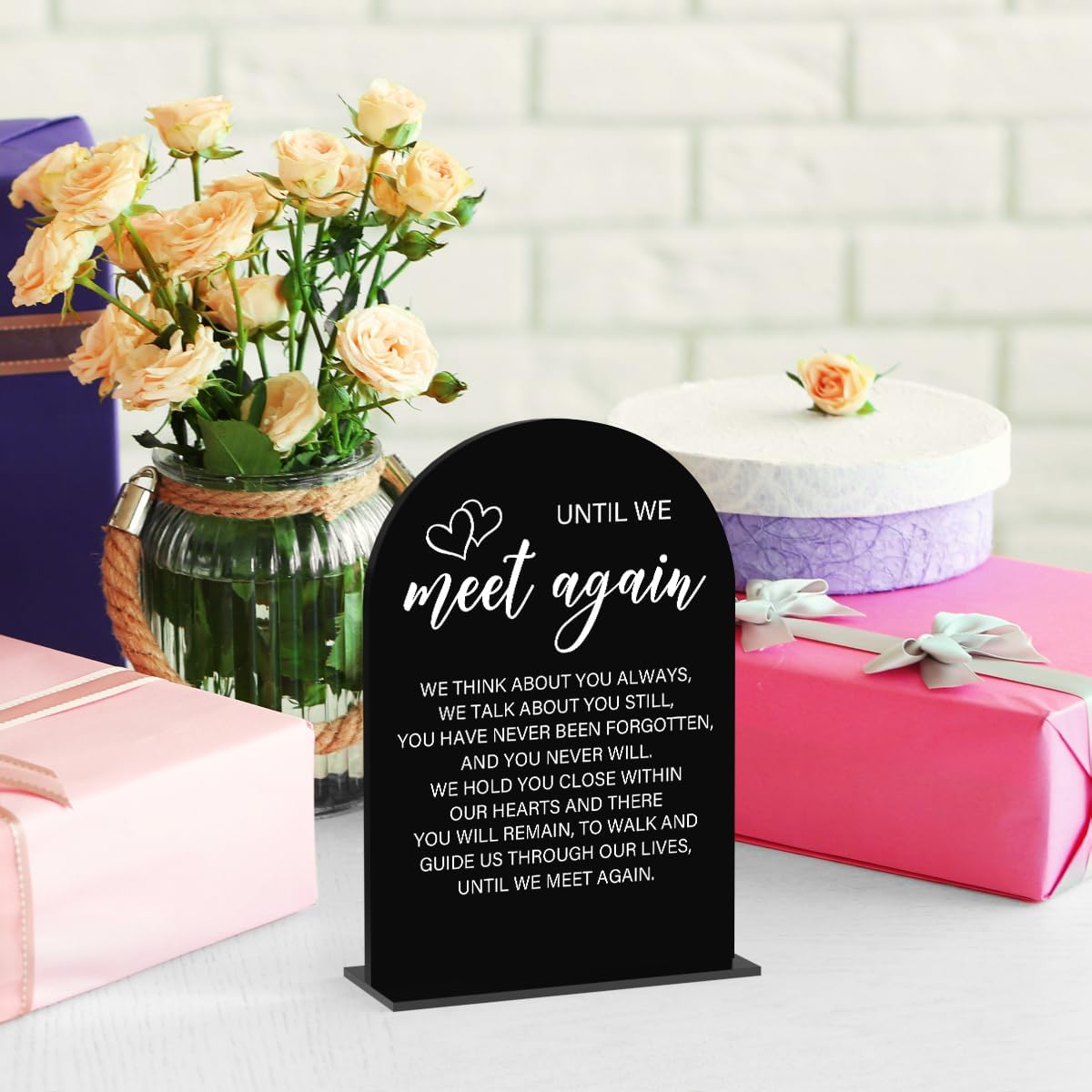 Acrylic Wedding Sign Wedding Signs for Ceremony Until We Meet Again Sign for Wedding Modern Calligraphy Arch Acrylic Table Top Sign for Wedding Reception and Event Party Table(black）