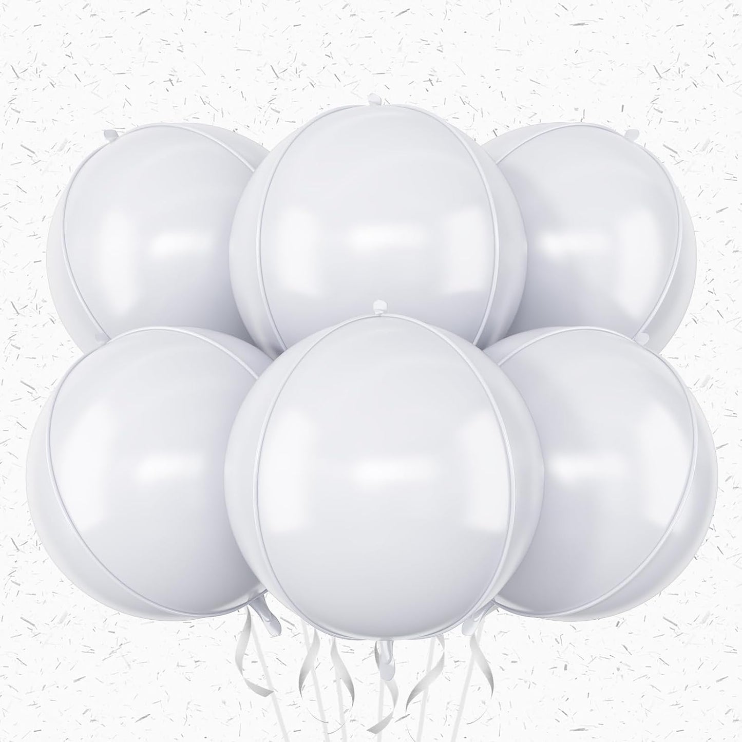 6Pcs White Round Foil Balloons,Giant 4D Round Ball Balloons,22 Inch Metallic White Balloon for Birthday Wedding Graduation Prom Party Decorations