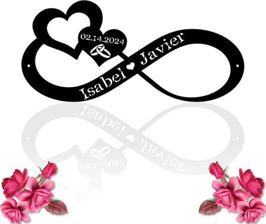 Infinity Heart Metal Wall Decor, Unique Infinity Heart Wall Decor Love Sign Plaque Steel Art Geometric Wall Decor Set Cut Out for Outside (Infinity Heart Love Sign)