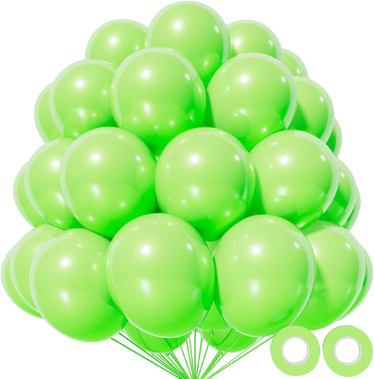 KAWKALSH Lime Green Latex Party Balloons, 110 Pack 12 inch Light Green Balloons Round Helium Fruit Green Balloons for Birthday Dinosaur Jungle Baby Shower Party Decoration