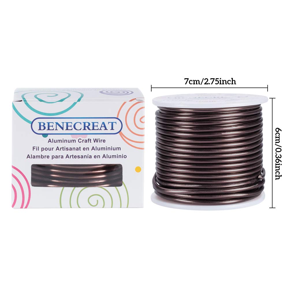 BENECREAT 9 Gauge 55FT Brown Jewelry Craft Wire Tarnish Resistant Bendable Aluminum Sculpting Metal Wire for Jewelry Craft Beading Work, Wreath, Tree Roots Model