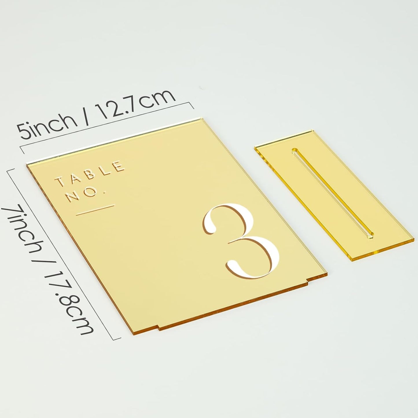 JINMURY Gold Wedding Table Numbers 1-15 with Stands, 5"x7" Gold Mirror Acrylic Table Numbers, Perfect for Wedding Reception, Party, Anniversary, Event