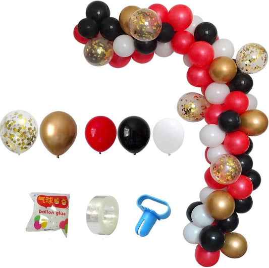DIY Balloon Arch & Garland Kit, 113Pcs Party Balloons Decoration Set, Gold Confetti Balloons & Gold Red Black White Latex Balloons for Baby Shower, Wedding, Birthday, Graduation Party