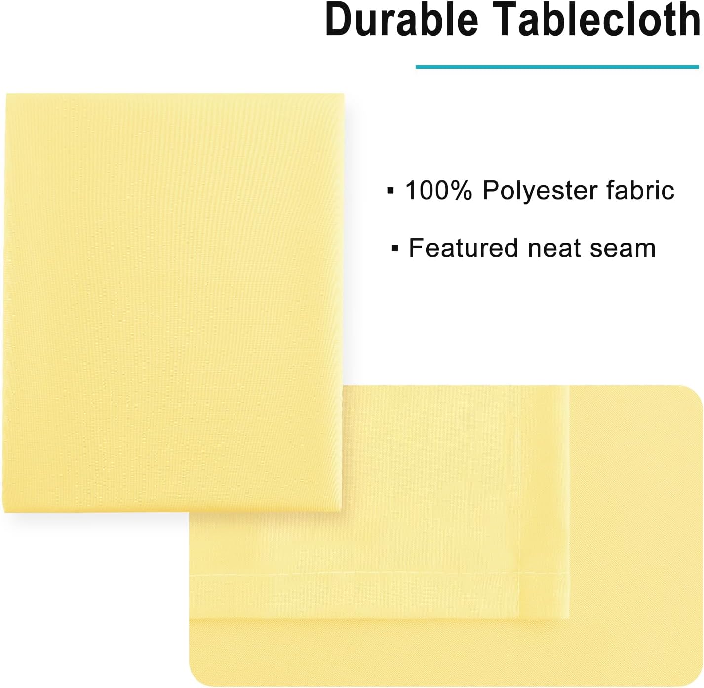 Hiasan Rectangle Tablecloth - Waterproof Washable Fabric Table Cloth for Dining & Party,54 x 120 Length, Light Yellow