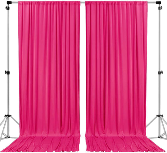 AK TRADING CO. 10 feet x 8 feet IFR Polyester Backdrop Drapes Curtains Panels with Rod Pockets - Wedding Ceremony Party Home Window Decorations - Fuschia