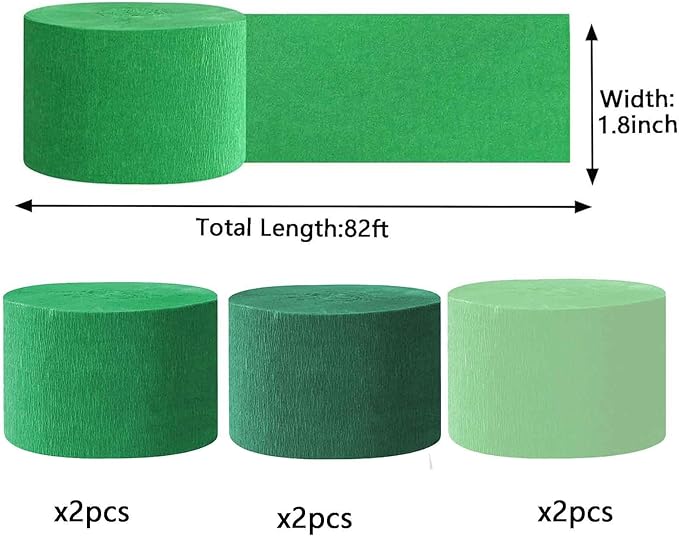 We Moment Green Crepe Paper Streamers - 6 Rolls Party Streamers for Green Party Decorations