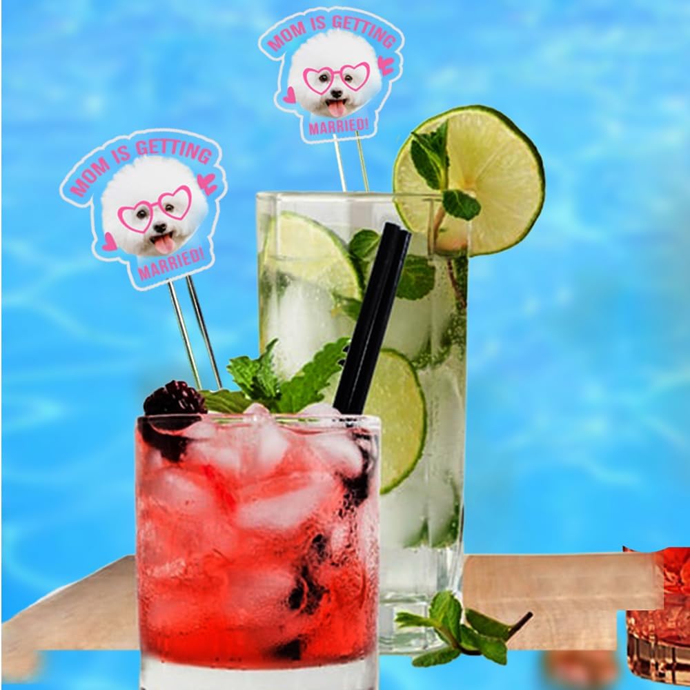 Custom 50 Pcs Double-Sided Wedding Pet Stir Sticks, Personalized Dog Cat Stir Stick, Acrylic Cocktail Stirrers, Wedding Drink Stirrers, Bachelorette Party Decorations, Bridal Shower Gifts