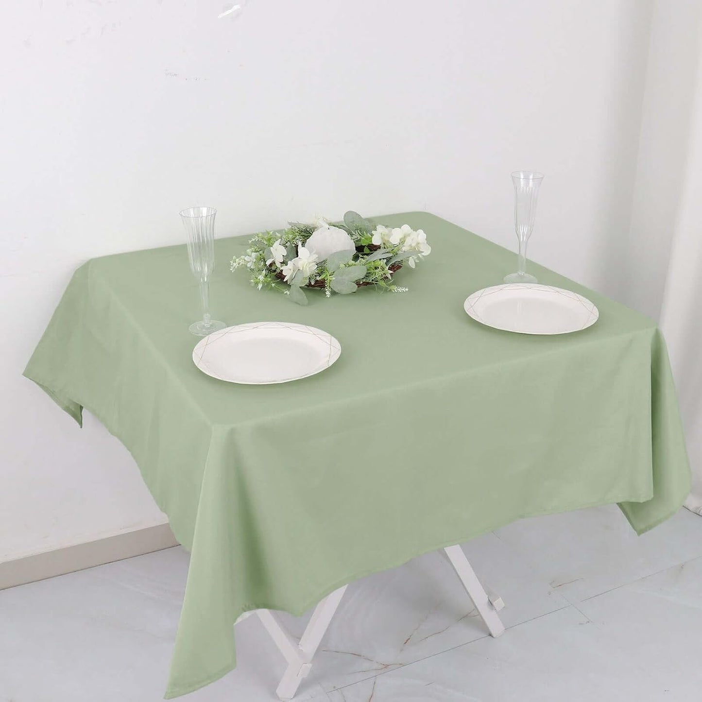 Efavormart 54x54 Sage Green Wholesale Linens Seamless Polyester Square Linen Tablecloth for Wedding Banquet Party Restaurant