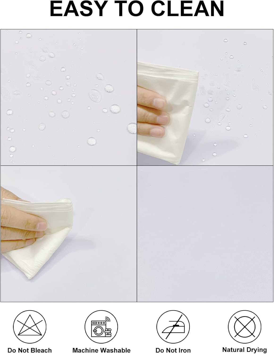 Fokitut 2 Pack Waterproof Square Tablecloth, 90x90 Inch, Stain Resistant and Wrinkle Polyester Table Cloth, Fabric Table Cover for Kitchen Dining, Wedding, Party, Holiday Dinner-White