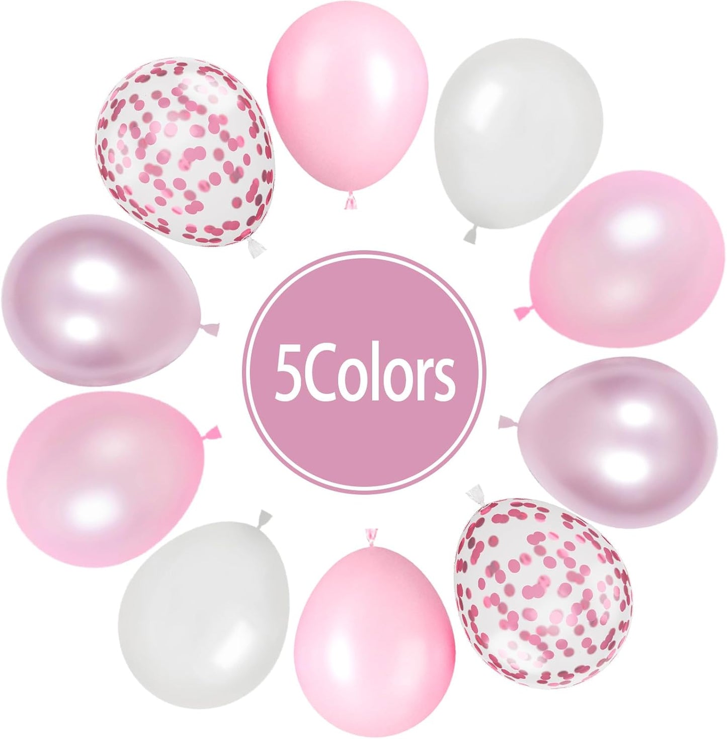 Paready Pink Balloons Set, 60 Pcs 12 Inch Pearl Balloons Metallic Macaron Pink Balloon, Pink Confetti Party Balloon for Girl Women Birthday Wedding Baby Shower Bridal Shower Decorations