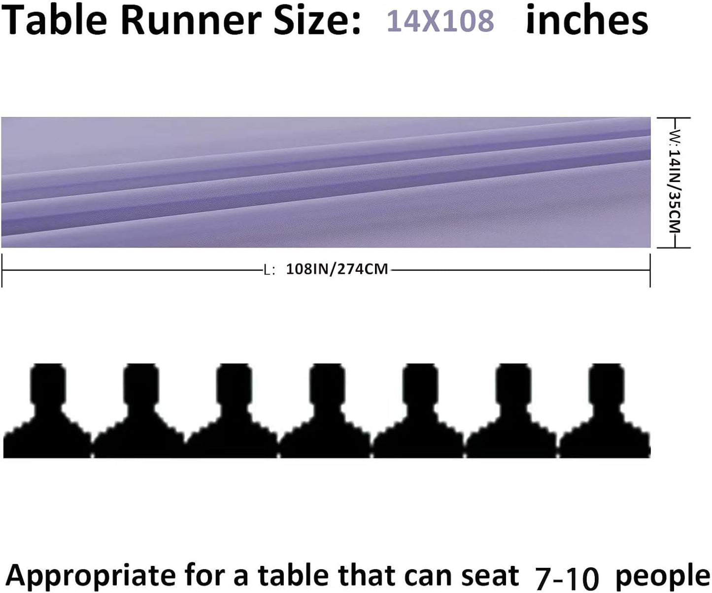 12Pack 9ft Chiffon Table Runner 14x108 Inch Sheer Romantic Table Runner for Wedding Birthday Party Bridal Shower Outdoor Decoration-Lavender