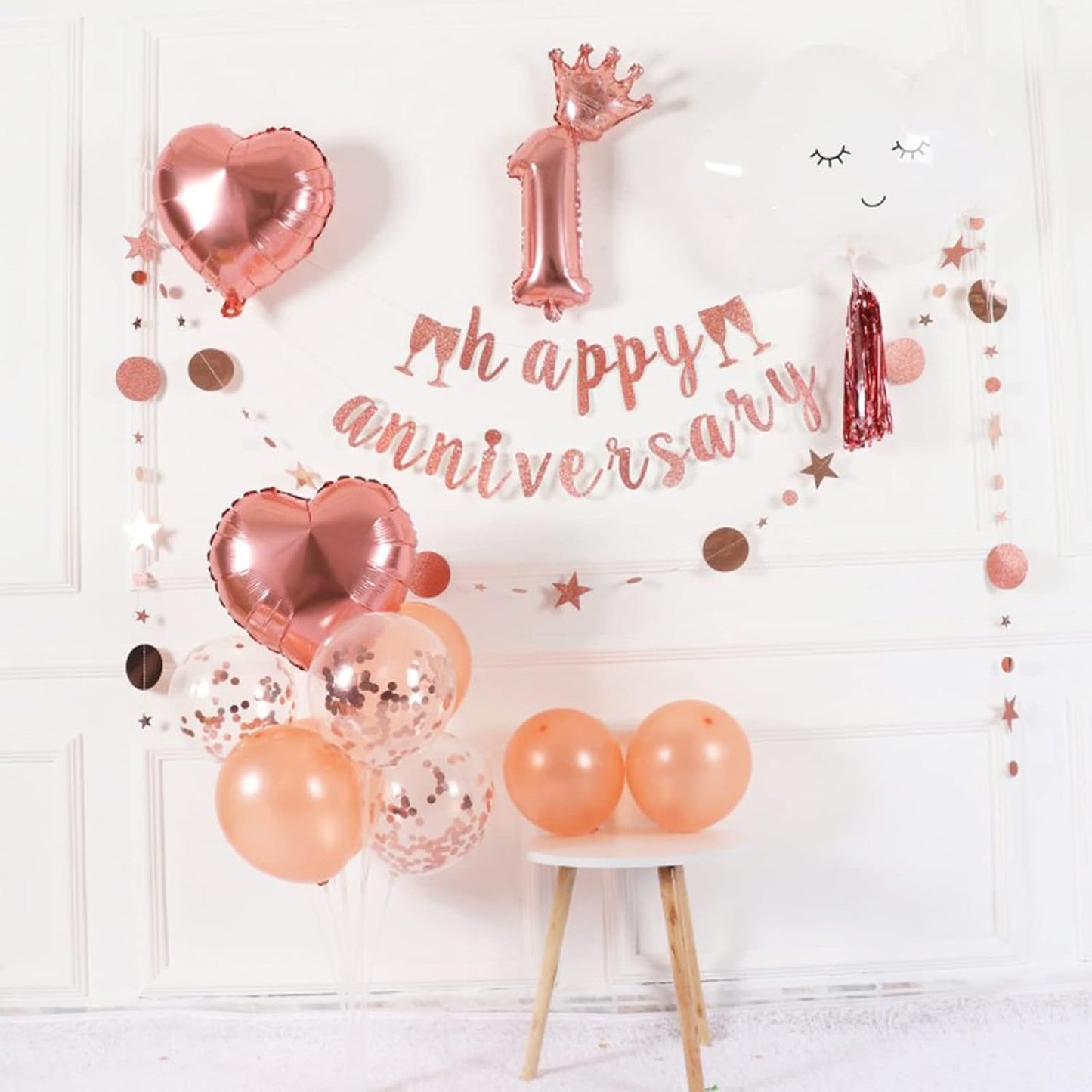 Rose Gold Balloon Stand Centerpiece Table Decorations for Birthday Anniversary Engagement Wedding Bridal Shower Graduation Mother's Day Party Decorations(Rose gold set4)