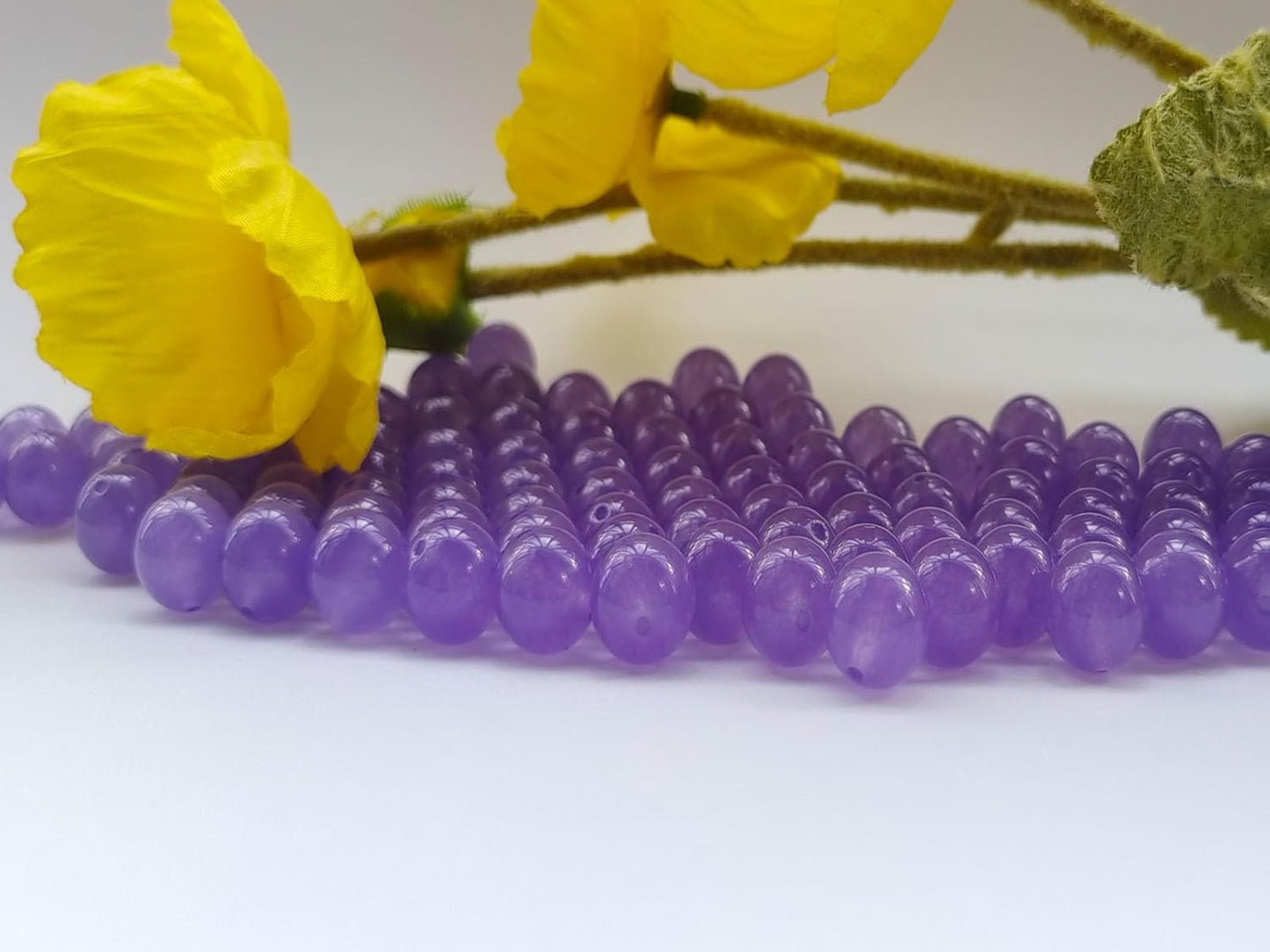 Stone Beads 8mm 100pcs Light Purple Chalcedony Beads Round Loose Gemstones Beads for Bracelet Necklace Jewelry Making (8mm, 60829 Light Purple Chalcedony)