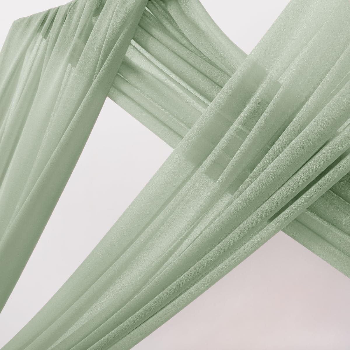 MLMC Sage Green Wedding Arch Draping Fabric 1 Panel 29" x 20 FT Extra Long Gauze Drapes Sheer Backdrop Curtains 6.6 Yards Outdoor Drapery Panels for Wedding Ceremony Party Ceiling Decoration