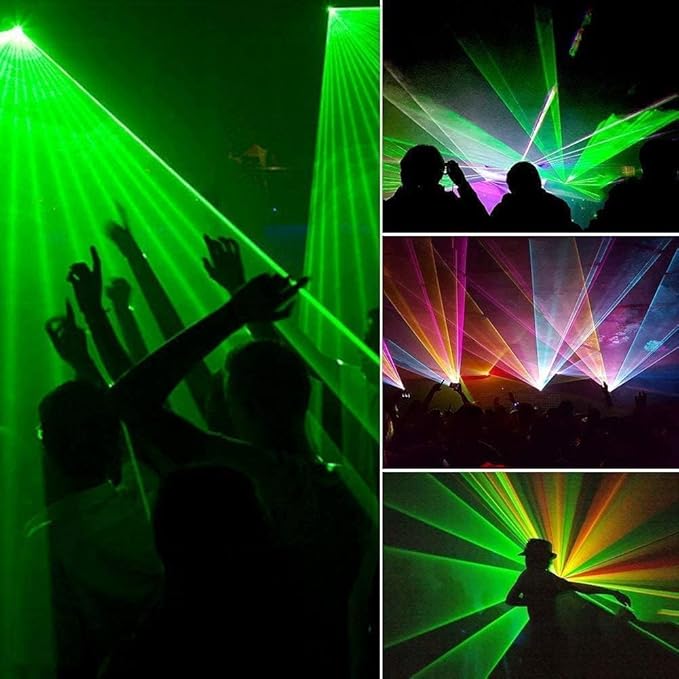 U`King DJ Laser Lights, 4 Beam Effect Party Lights Sound Activated DJ RGBY LED Projector Party Light by DMX Control for Dancing Birthday Bar Pub Stage Lighting