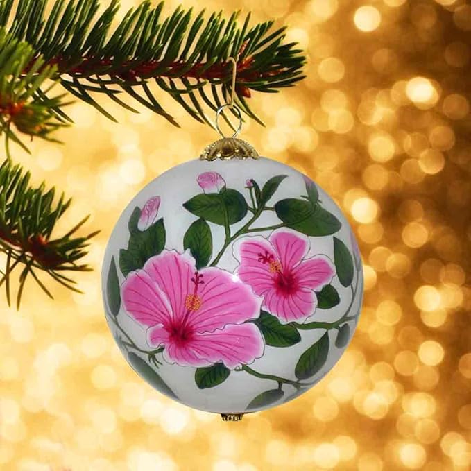 Collectible Hawaiian Hibiscus and Plumeria Christmas Ornament Kauai PH/K