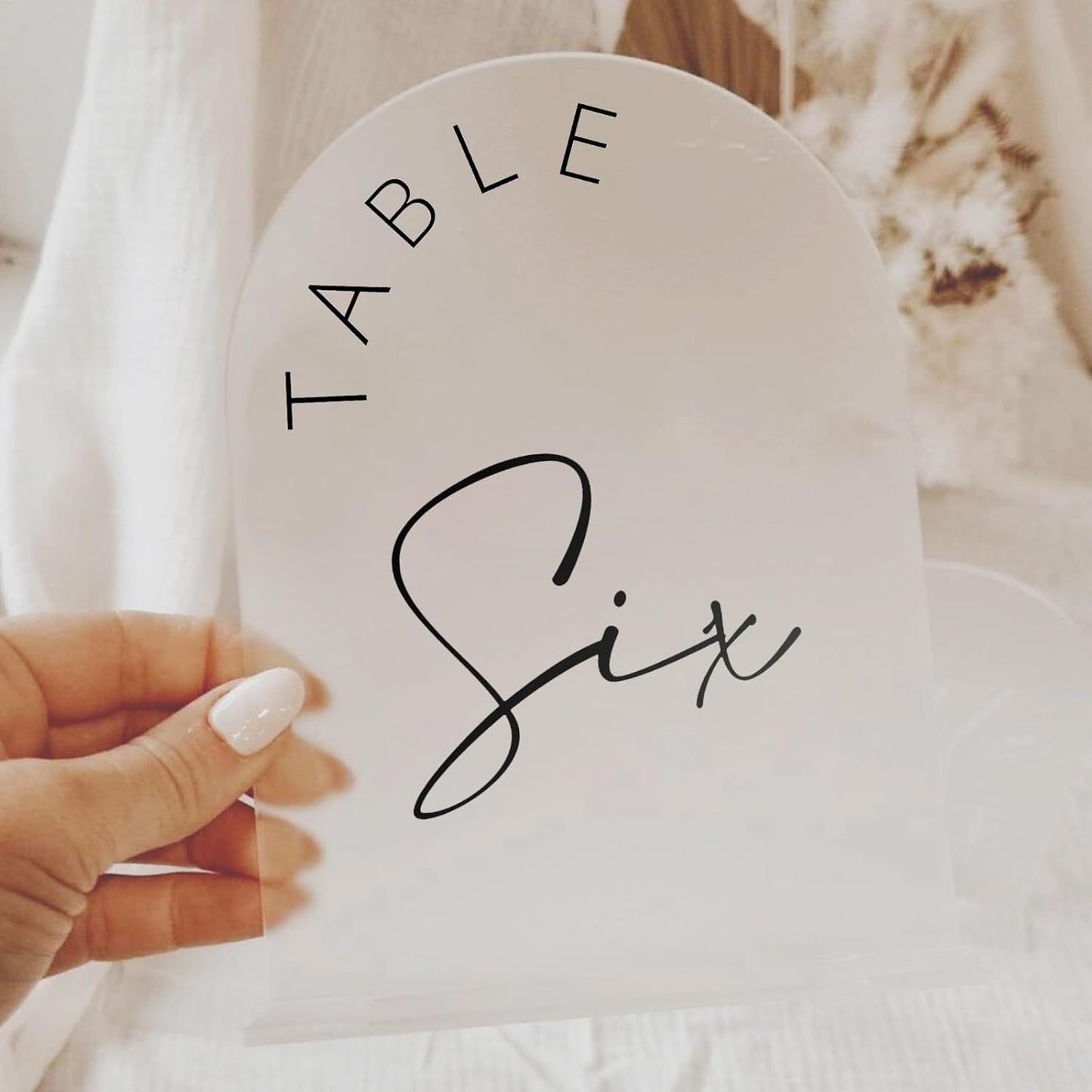 JINMURY Frosted Arch Wedding Table Numbers 1-15 with Stands, 5x7 Inch Frosted Arch Acrylic Sign with Black Letters, Arched Acrylic Table Numbers for Wedding Reception